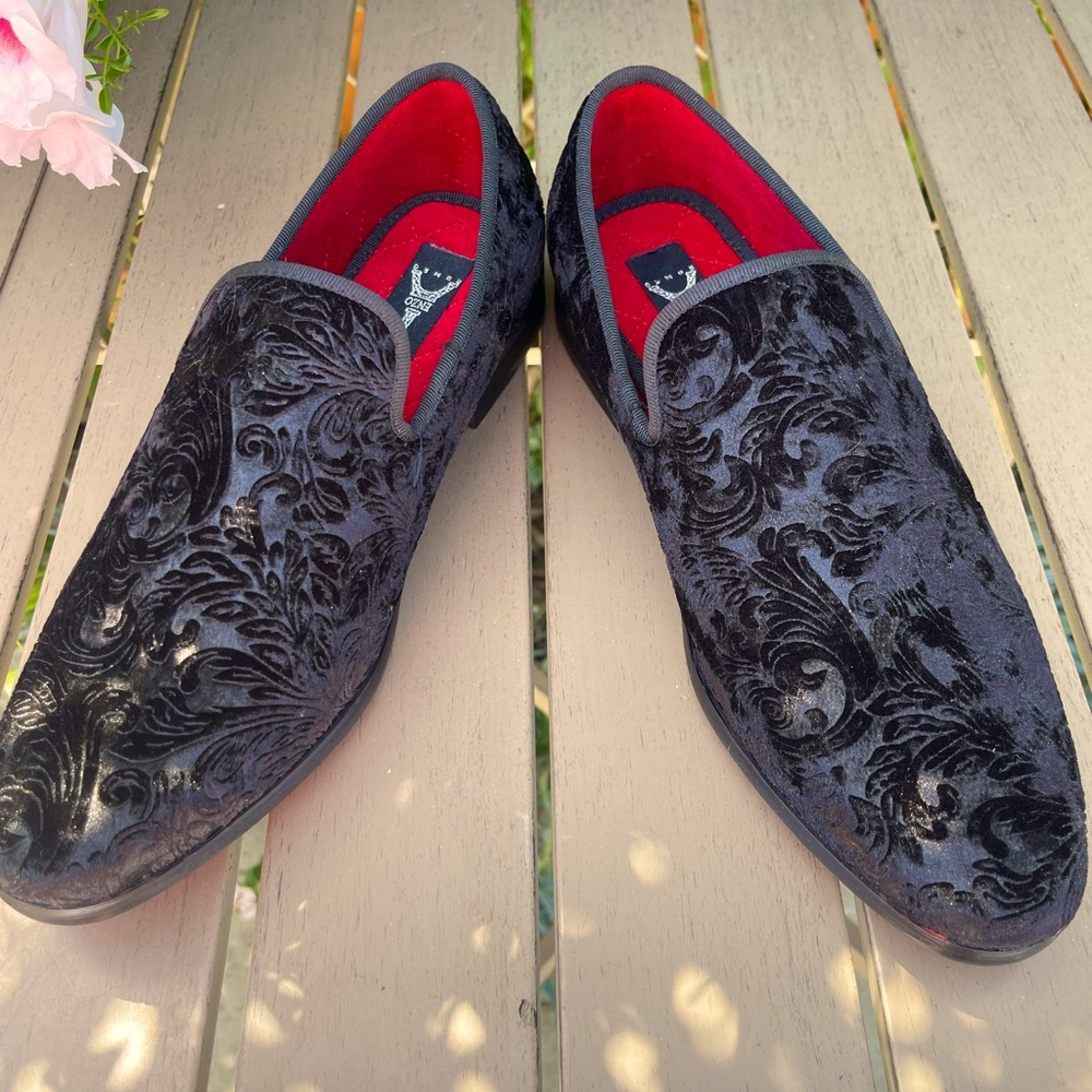 Enzo Men’s Vintage Style Velvet Flowers Loafers, Size 9.5 NWOT